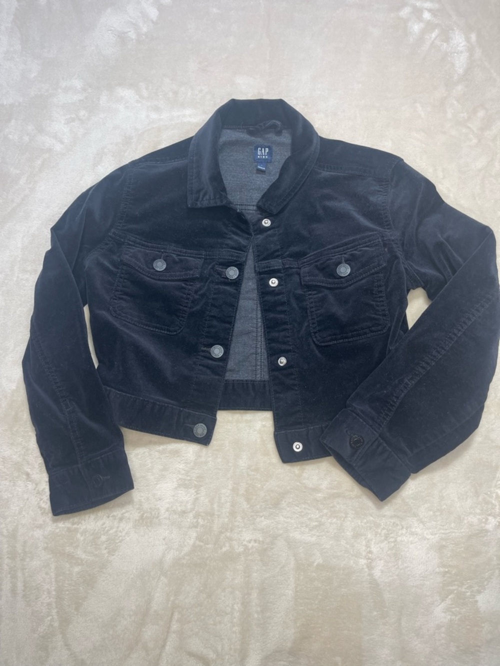 GAP Kids Black Velvet Button Up Jacket Girls size 10-11